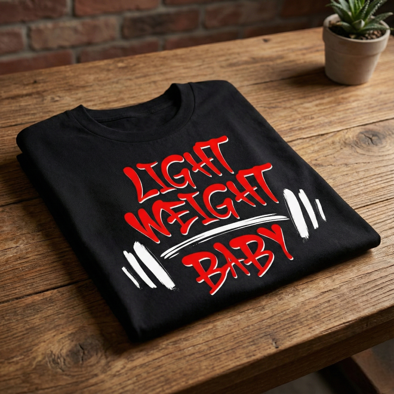 The Motivational Focus (Hardcore vibe) Title: The "Light Weight Baby" Essential Gym Tee - Black